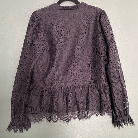 Lilly Pulitzer- lace split neck onyx black blouse flirty pouf sleeve Jaclynne L - Picture 13 of 16